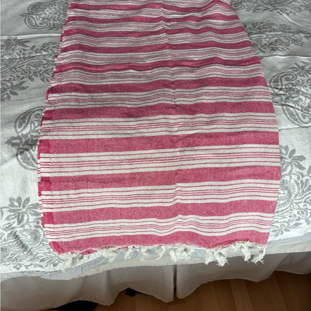 Striped Pink and White beach blanket